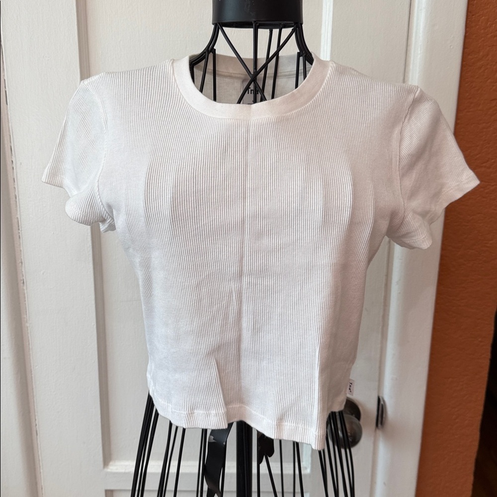 TNA White Fitted Crop T-Shirt Short Sleeve-Sz M